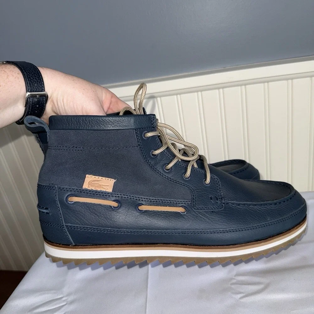 Lacoste Sauville Mid Chukka Style Boot Ugh Insoles Navy Blue Suede Mens 12